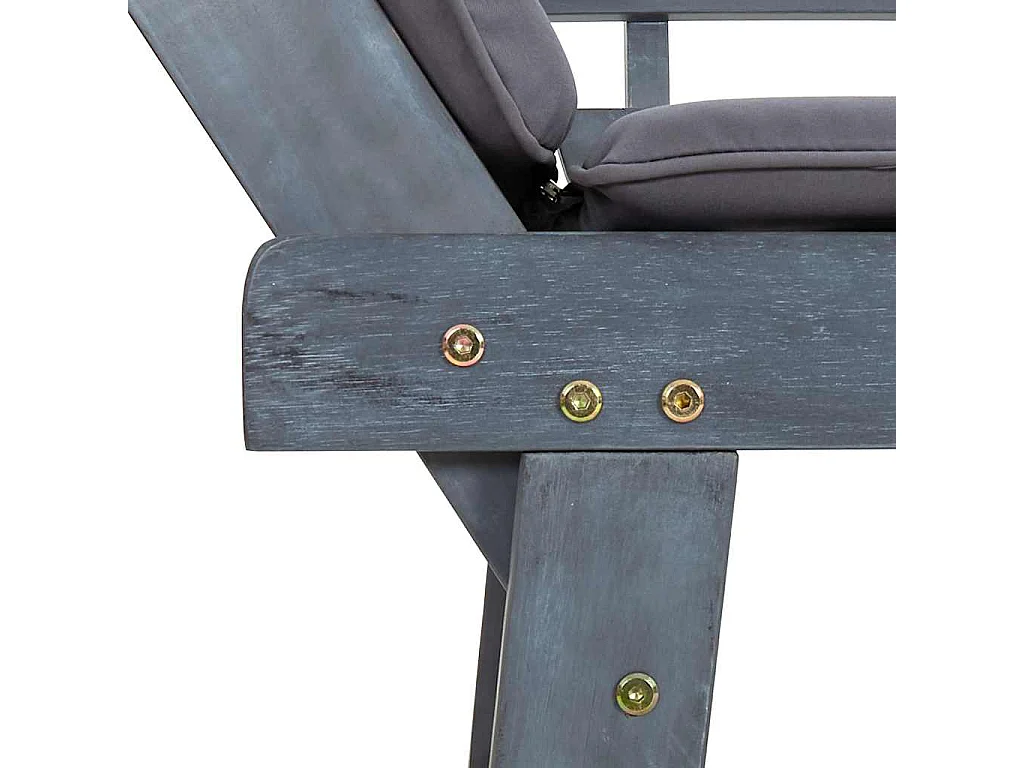 Banc de jardin avec coussins 2-en-1 190 cm Gris Bois d'acacia
