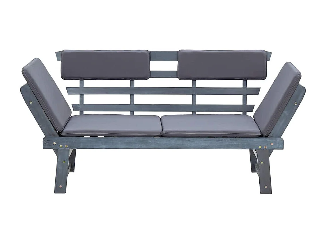 Banc de jardin avec coussins 2-en-1 190 cm Gris Bois d'acacia