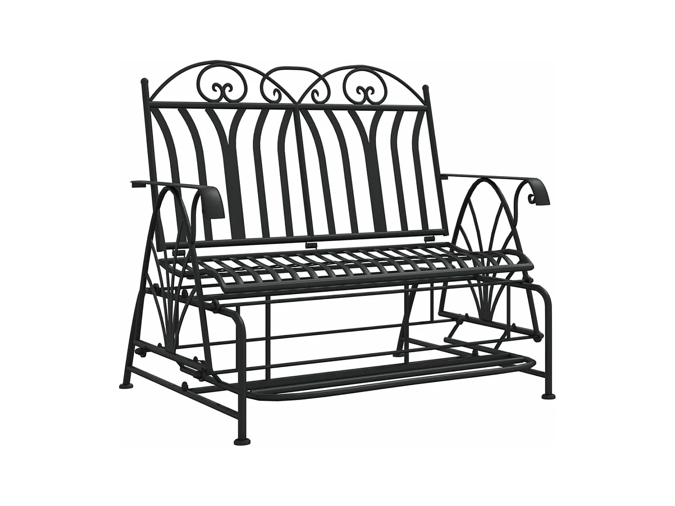 Banco balancín de jardín de 2 plazas acero negro 114 cm