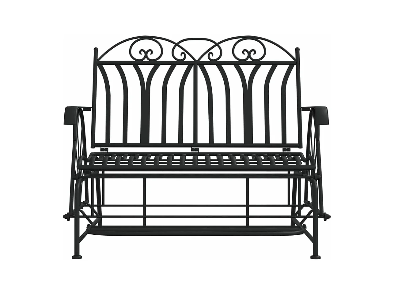 Banco balancín de jardín de 2 plazas acero negro 114 cm