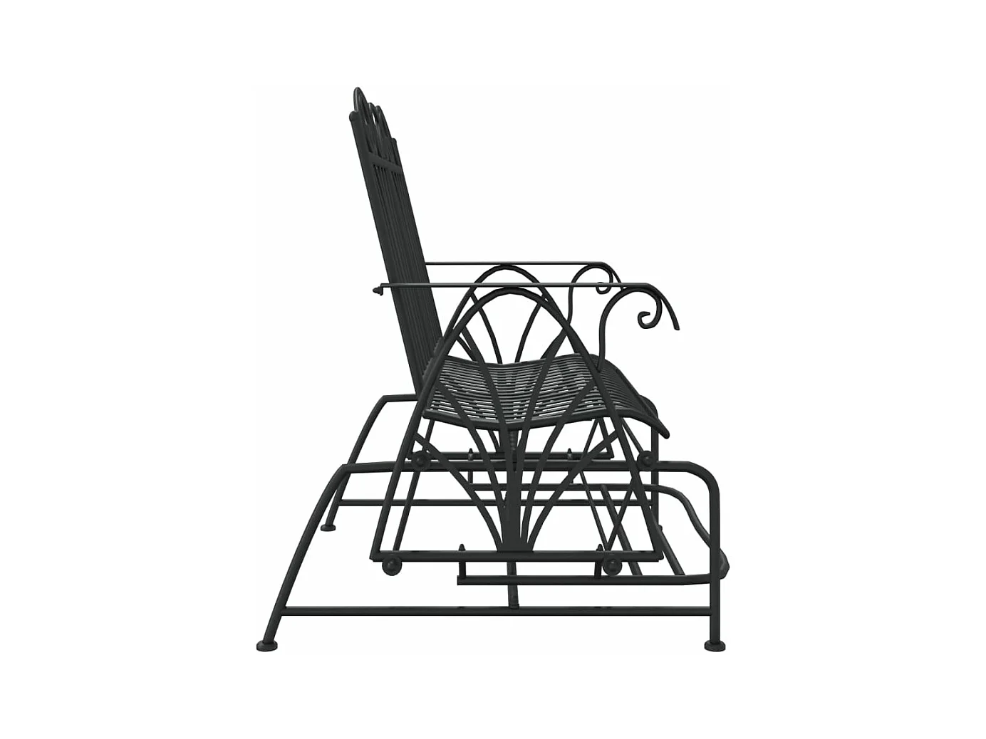 Banco balancín de jardín de 2 plazas acero negro 114 cm