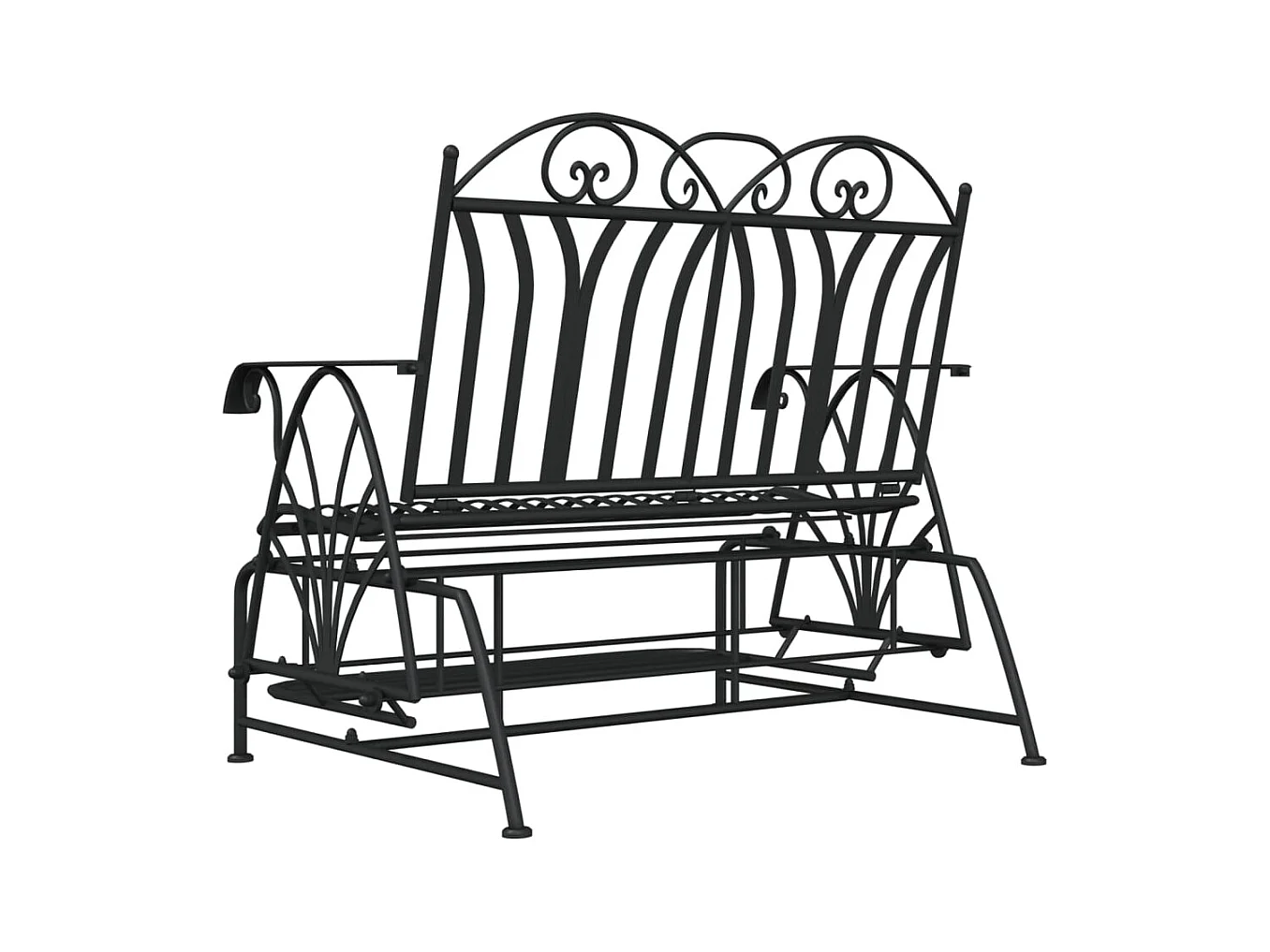 Banco balancín de jardín de 2 plazas acero negro 114 cm