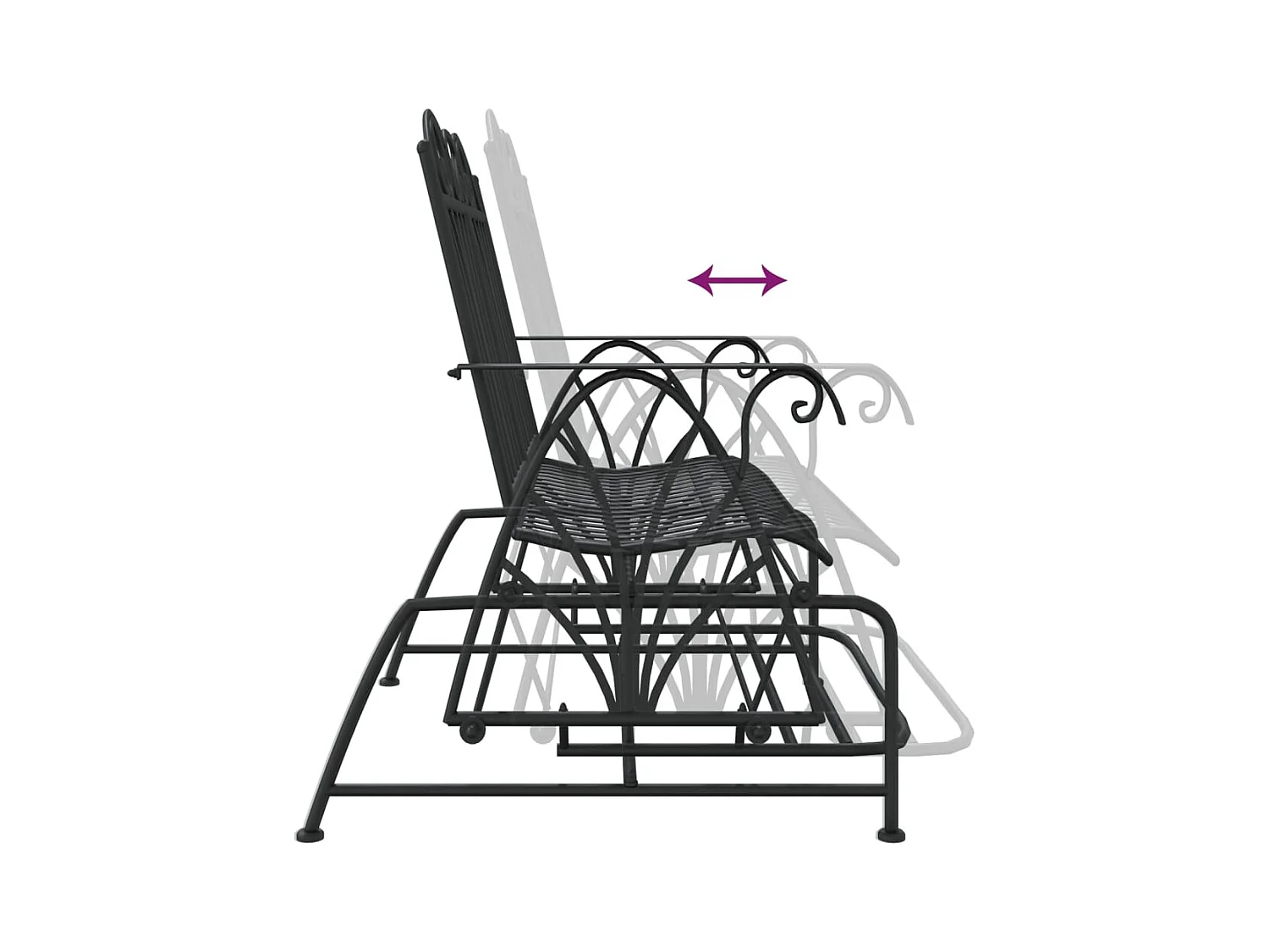 Banco balancín de jardín de 2 plazas acero negro 114 cm