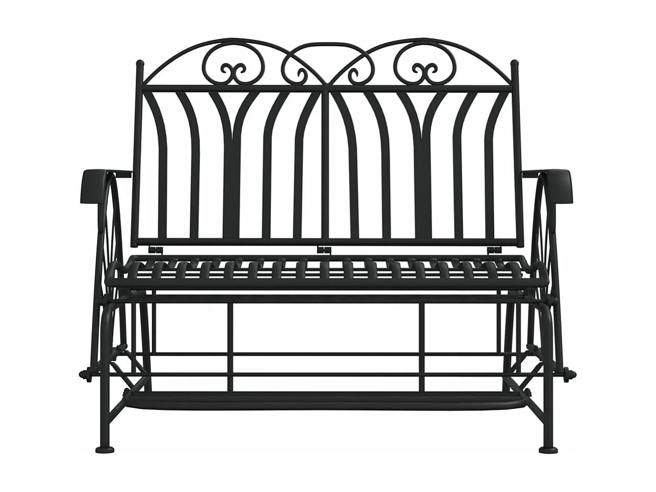 Banco balancín de jardín de 2 plazas acero negro 114 cm