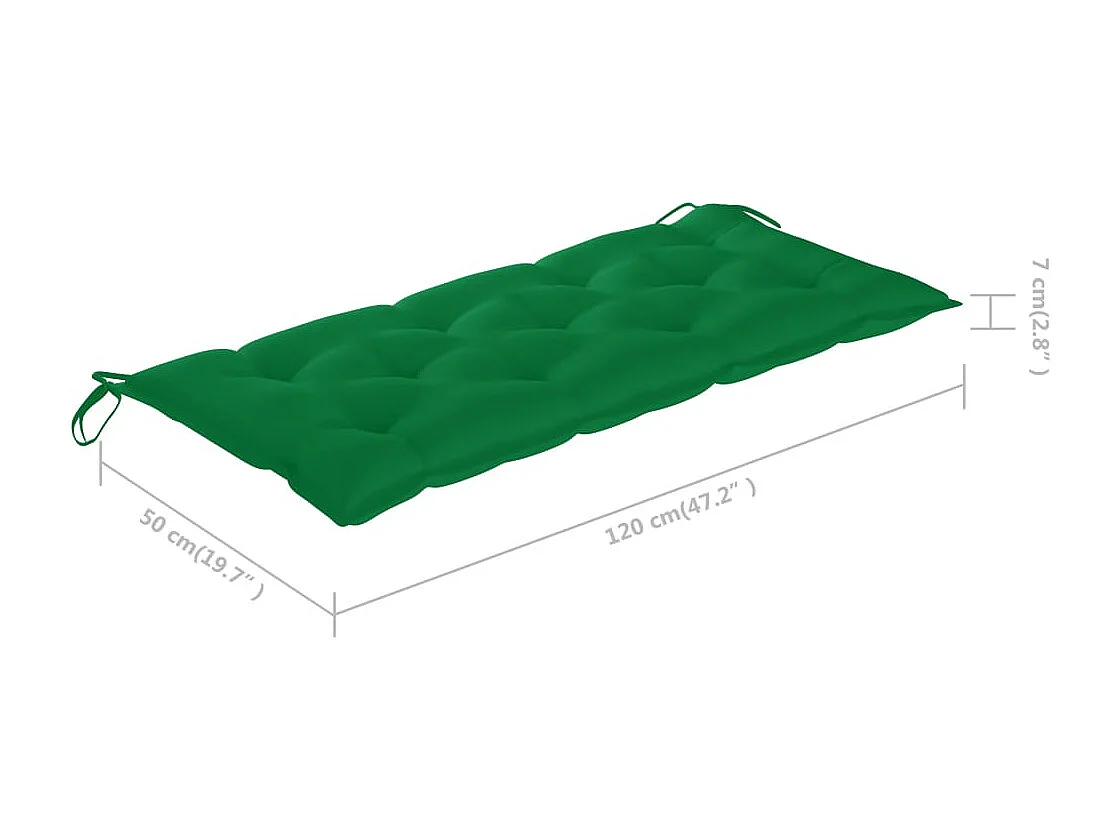 Banco de jardín plegable con cojín bambú 118 cm