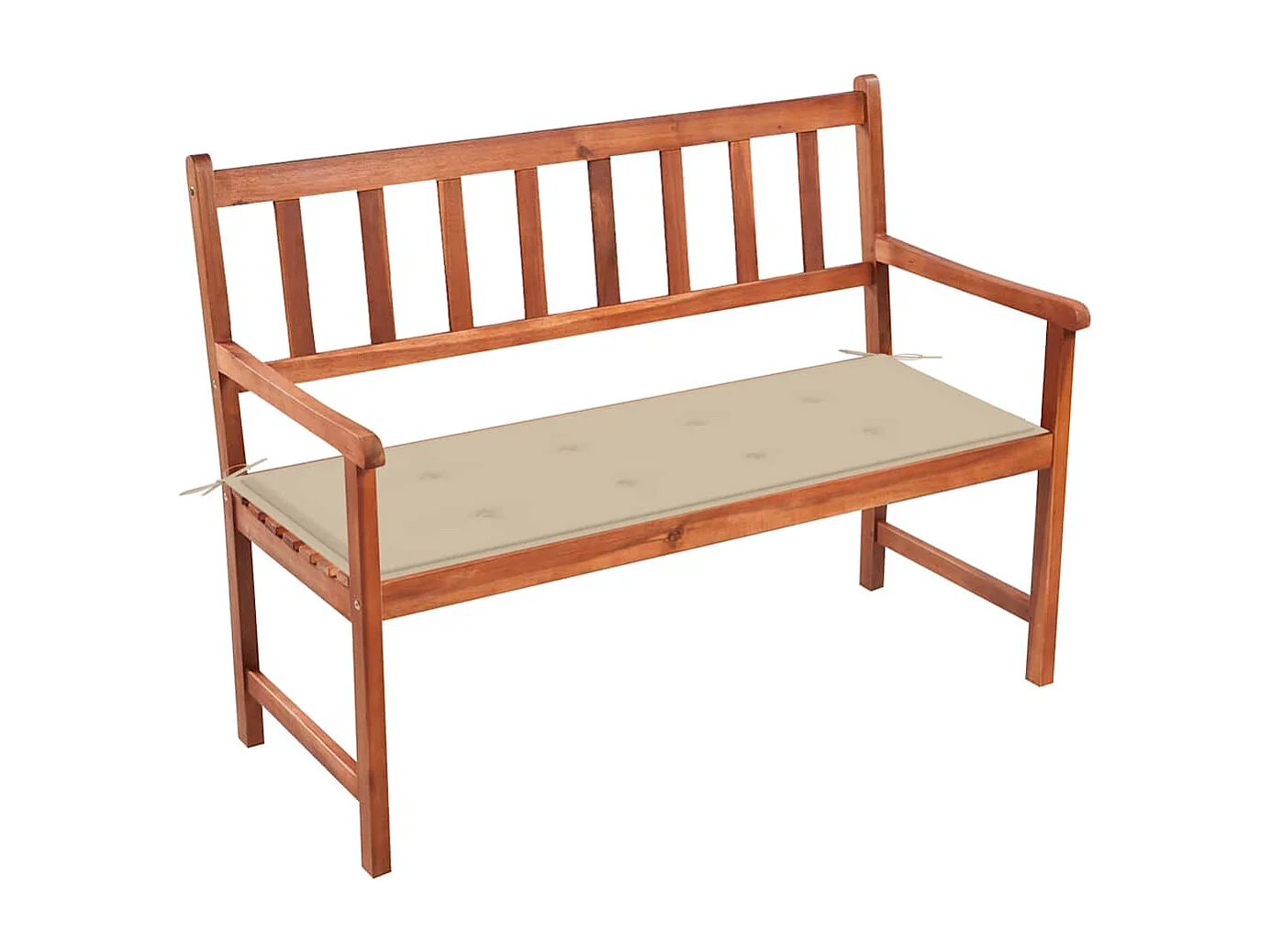 Banco de jardín con cojín madera maciza de acacia 120 cm