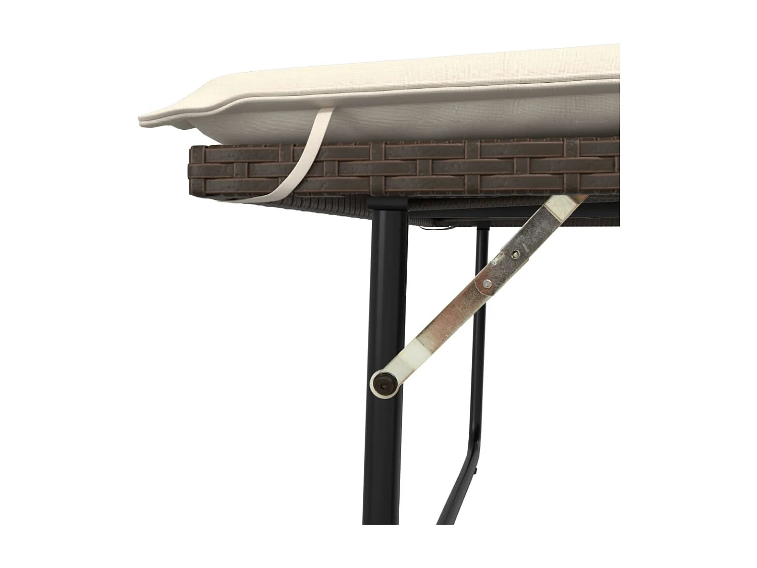 Banc de jardin et coussins et repose-pied marron résine tressée