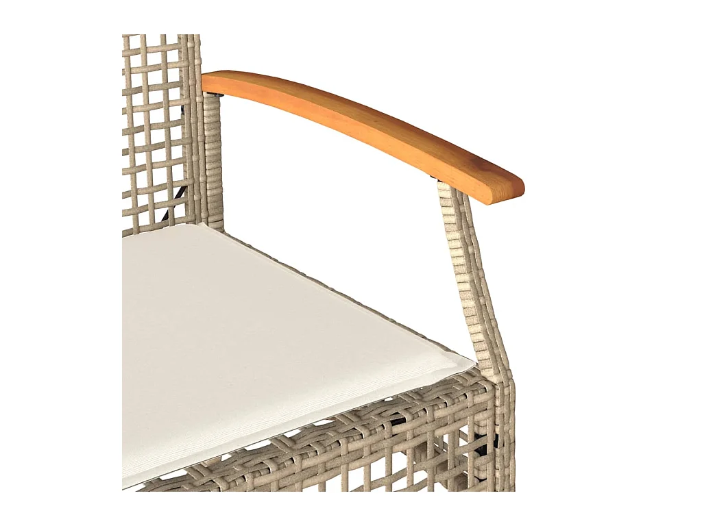 Banco de jardín con cojín ratán sintético beige y madera acacia