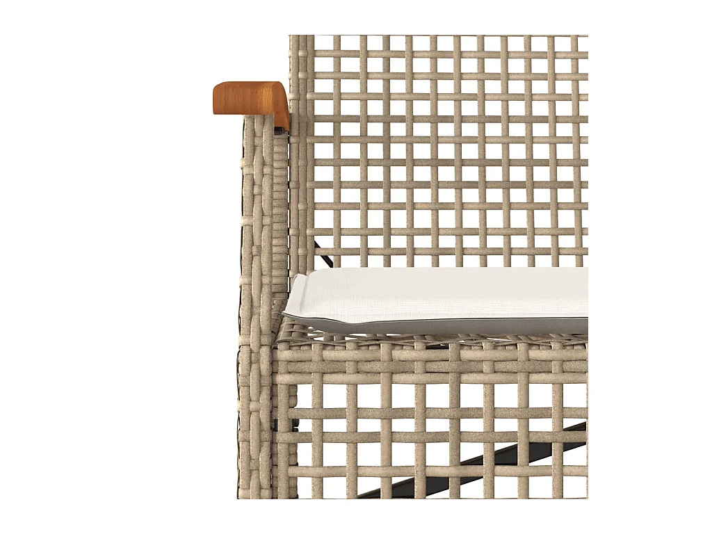 Banco de jardín con cojín ratán sintético beige y madera acacia