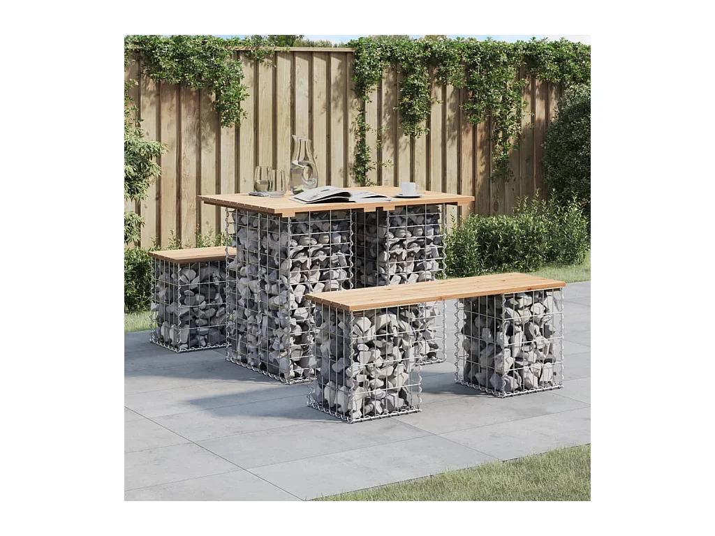 Banc de jardin design de gabion 100x70x72 cm bois massif de pin