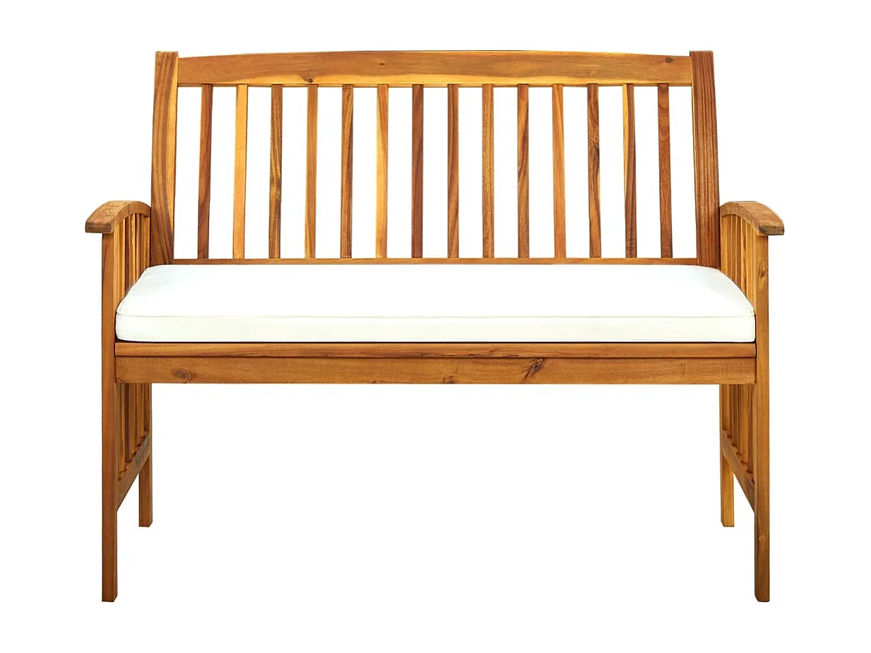 Banc de jardin avec coussins 119 cm Bois solide d'acacia