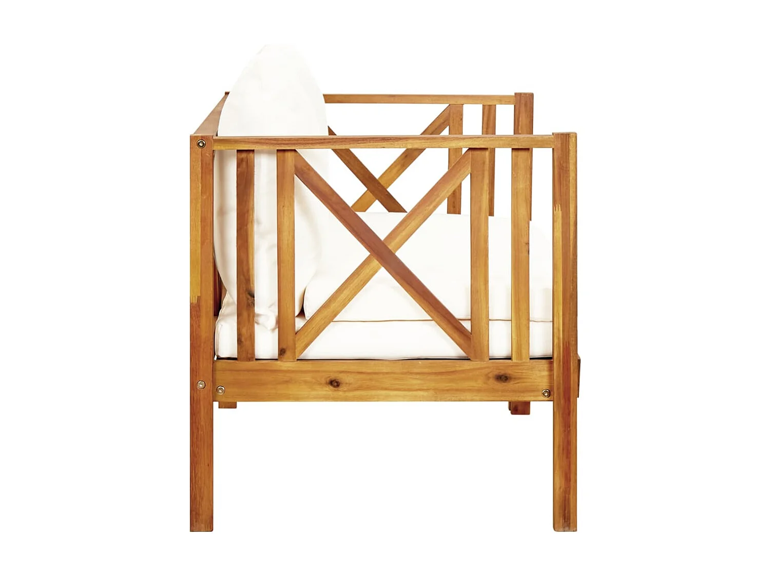 Banc de jardin 2 places et coussins 122 cm Bois d'acacia massif