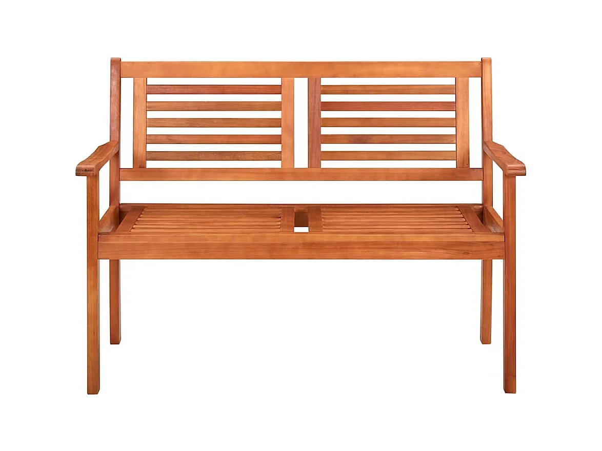 Banco de jardín 2 plazas madera maciza eucalipto y cojín 120 cm