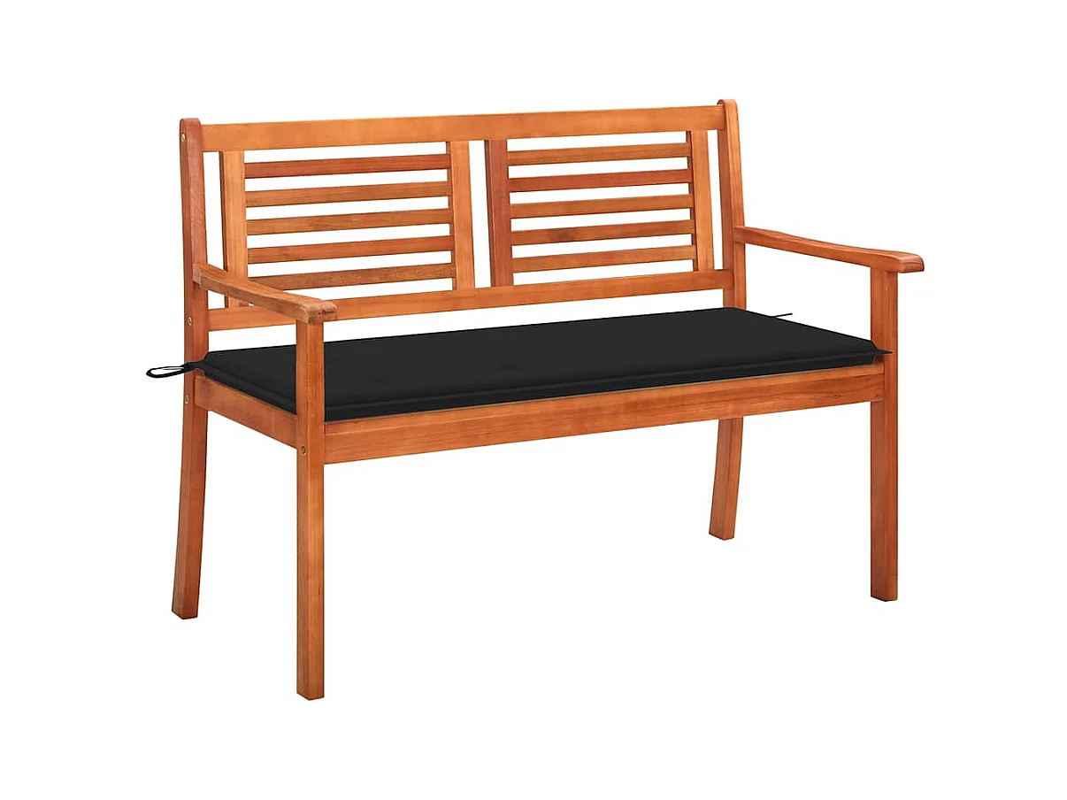 Banc de jardin 2 places avec coussin 120 cm Bois d'eucalyptus