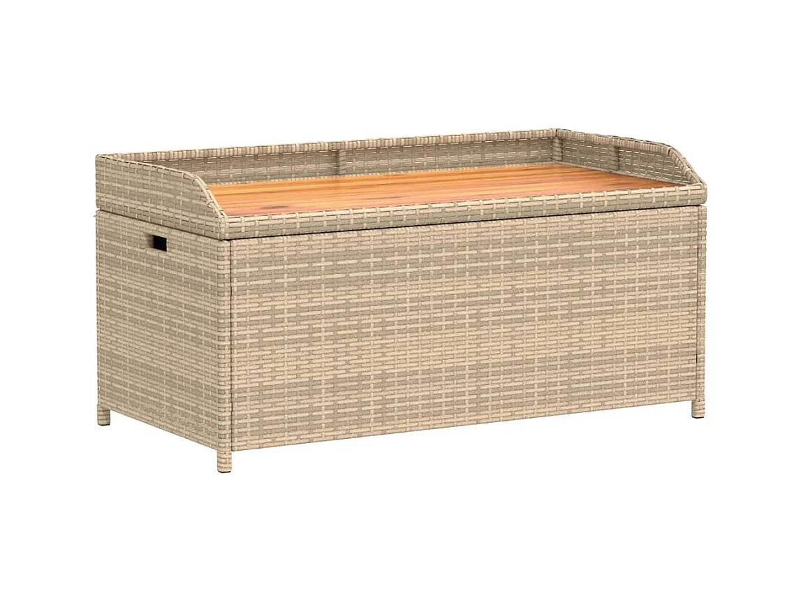 Banco con almacenaje acacia ratán PE beige mezcla 100x50x52 cm