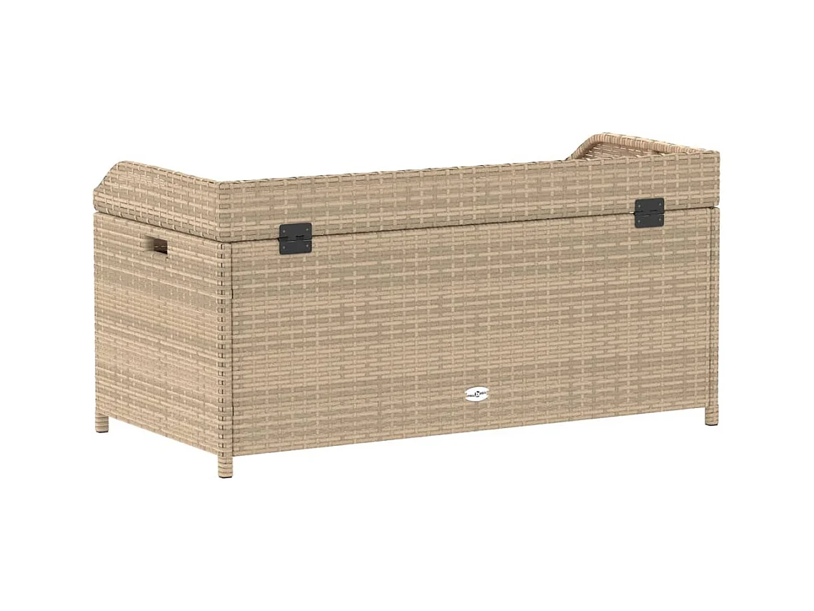 Banco con almacenaje acacia ratán PE beige mezcla 100x50x52 cm