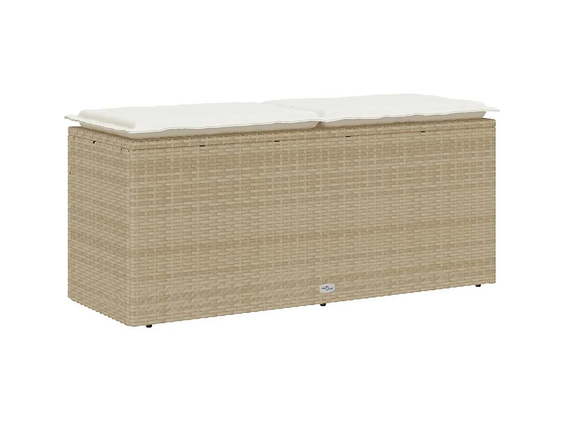 Banc de jardin avec coussin beige 110x40x44 cm résine tressée