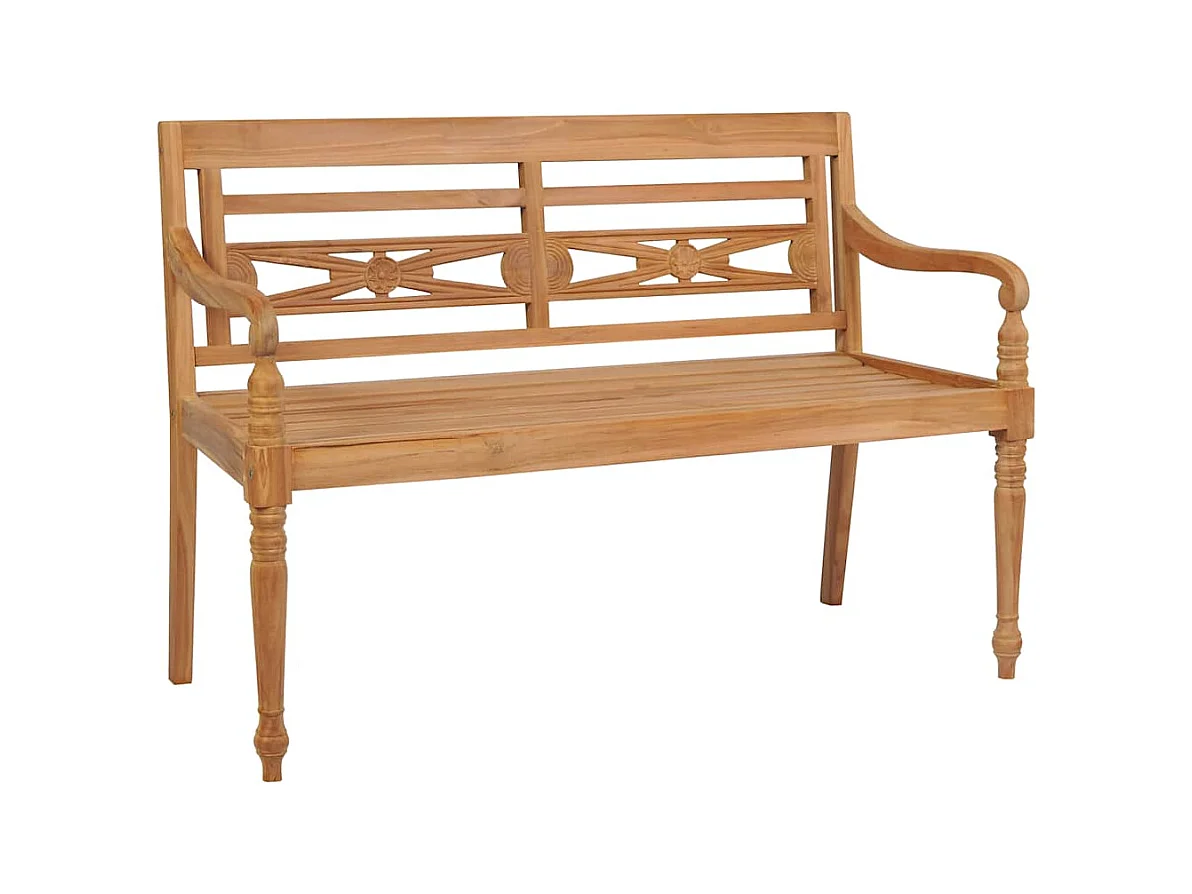 Banc Batavia avec coussin bleu royal 120 cm Bois de teck massif