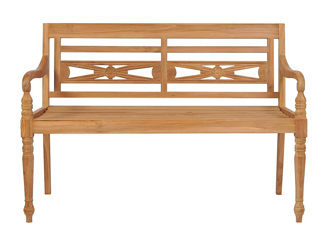 Banc Batavia avec coussin bleu royal 120 cm Bois de teck massif