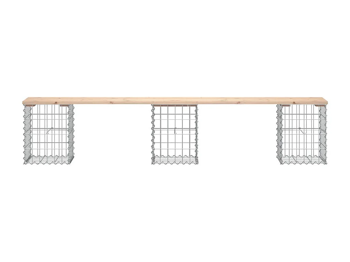 Banc de jardin design de gabion 203x31x42 cm bois massif de pin