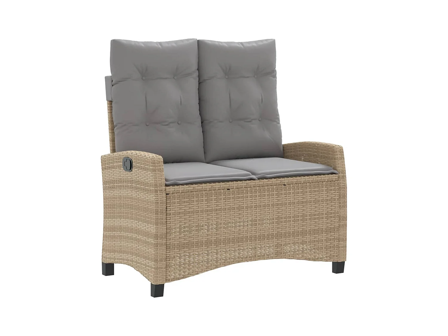 Sillón reclinable de jardín con cojines ratán sintético beige