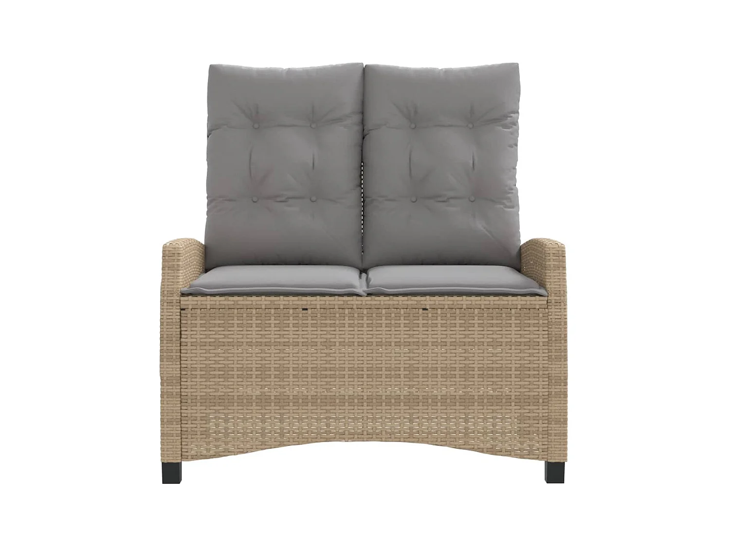 Sillón reclinable de jardín con cojines ratán sintético beige