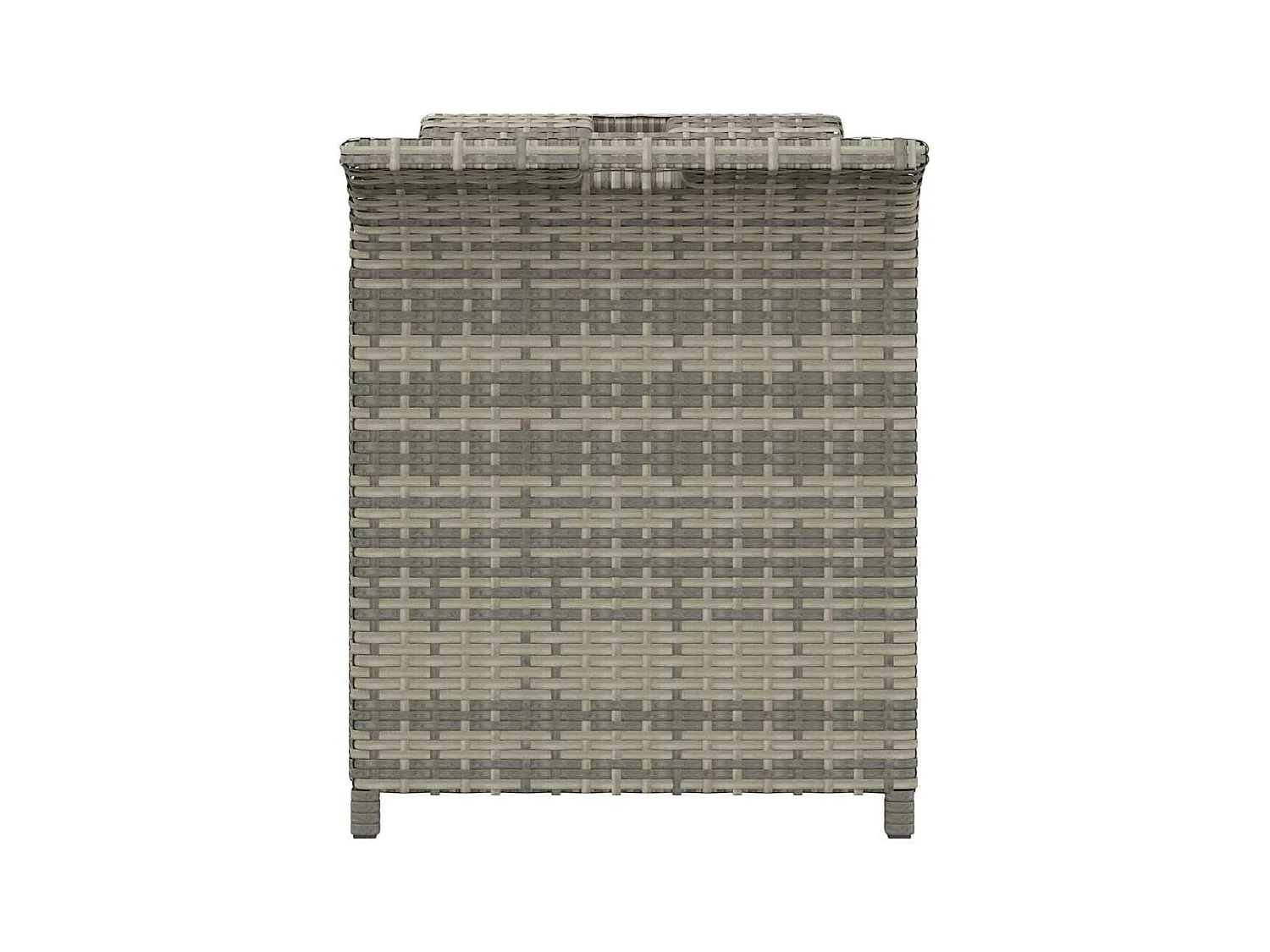 Banco de jardín con cojín ratán sintético gris 116x46x57 cm