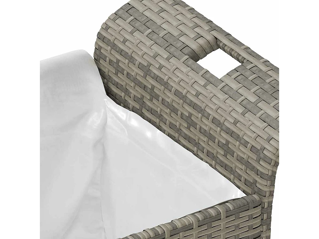 Banco de jardín con cojín ratán sintético gris 116x46x57 cm