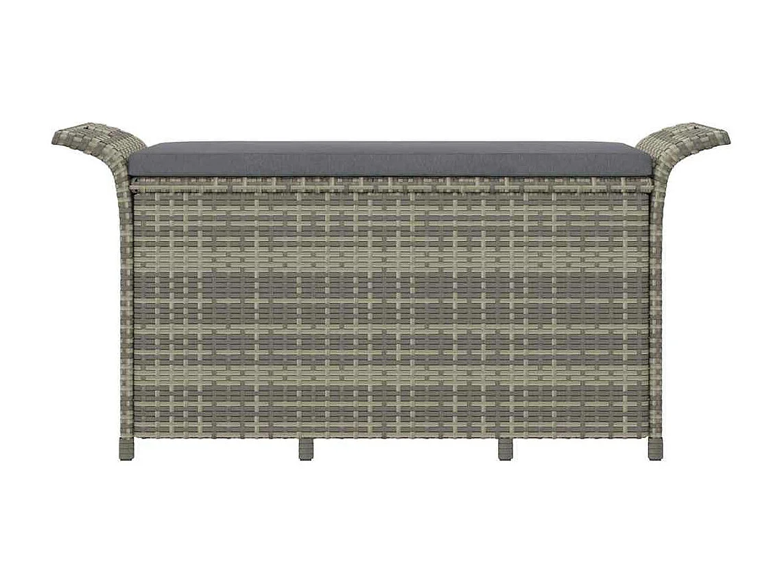Banc de jardin avec coussin gris 116x46x57 cm résine tressée