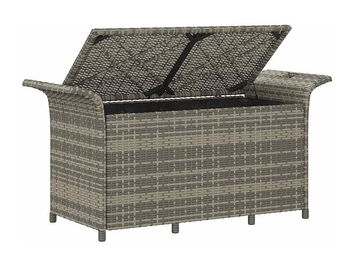 Banc de jardin avec coussin gris 116x46x57 cm résine tressée