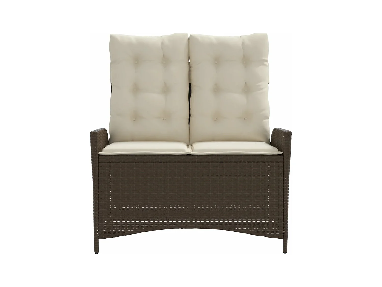 Sillón reclinable de jardín con cojines ratán sintético marrón