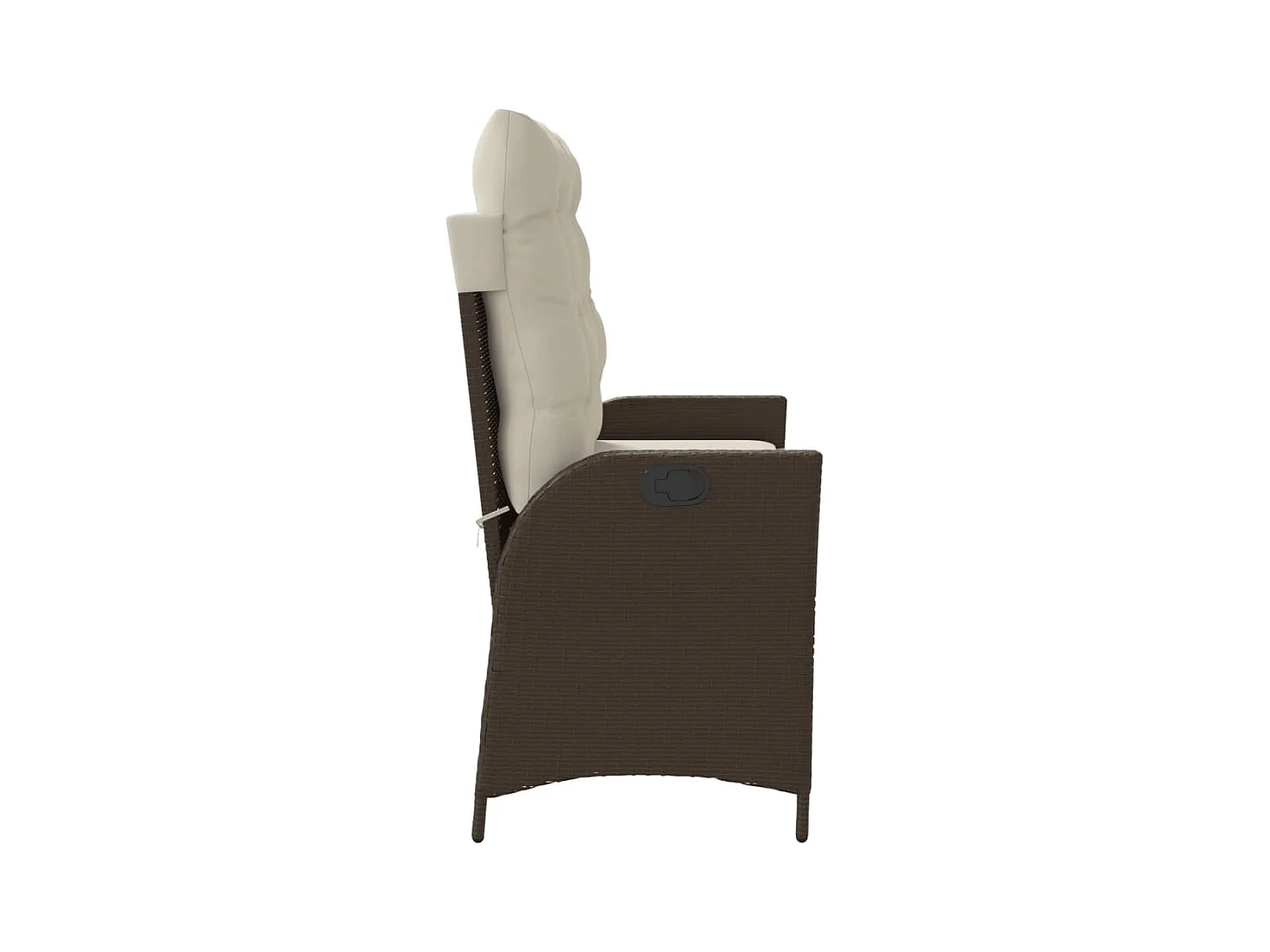 Sillón reclinable de jardín con cojines ratán sintético marrón