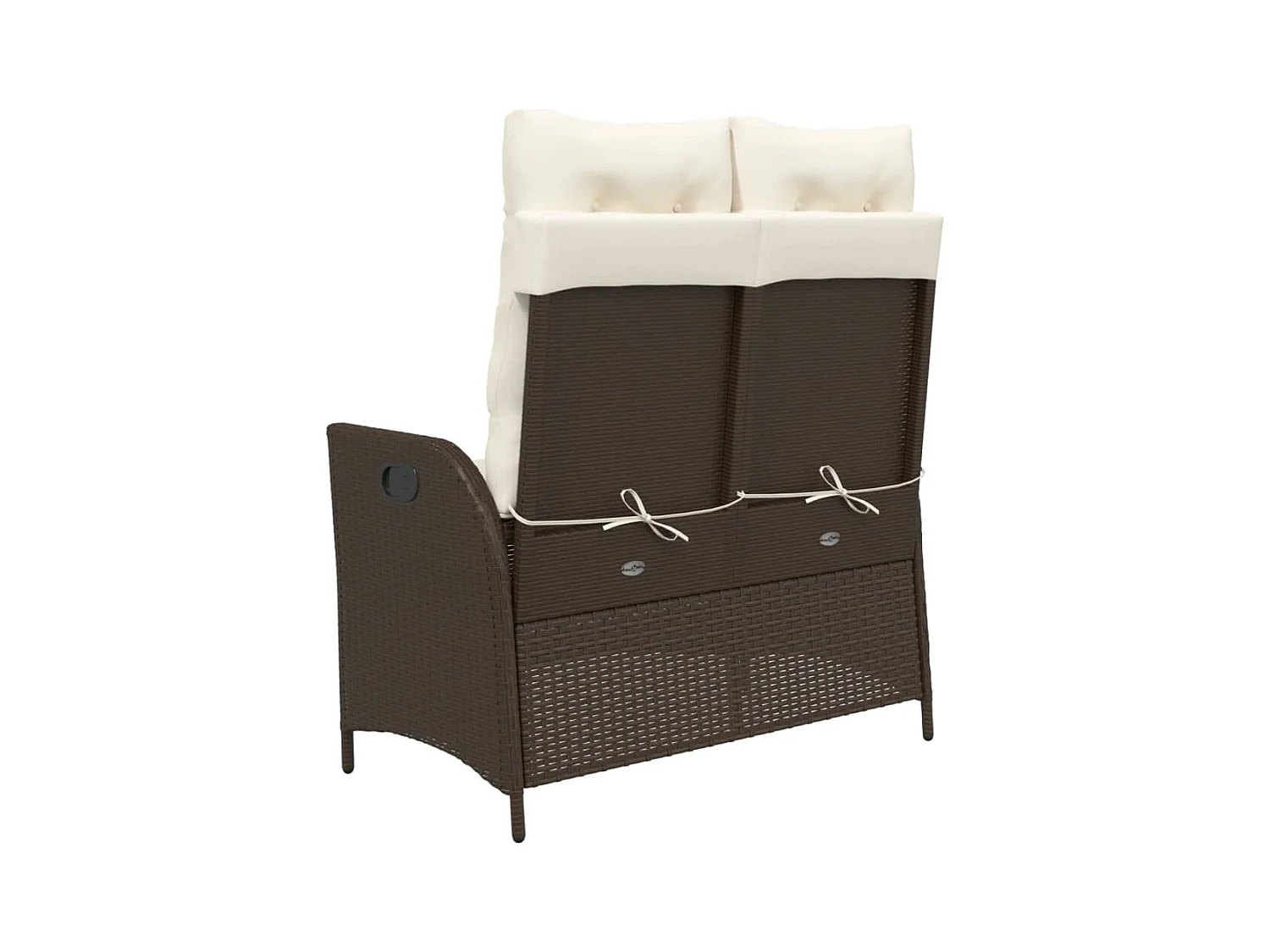 Sillón reclinable de jardín con cojines ratán sintético marrón