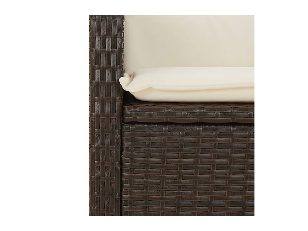 Sillón reclinable de jardín con cojines ratán sintético marrón