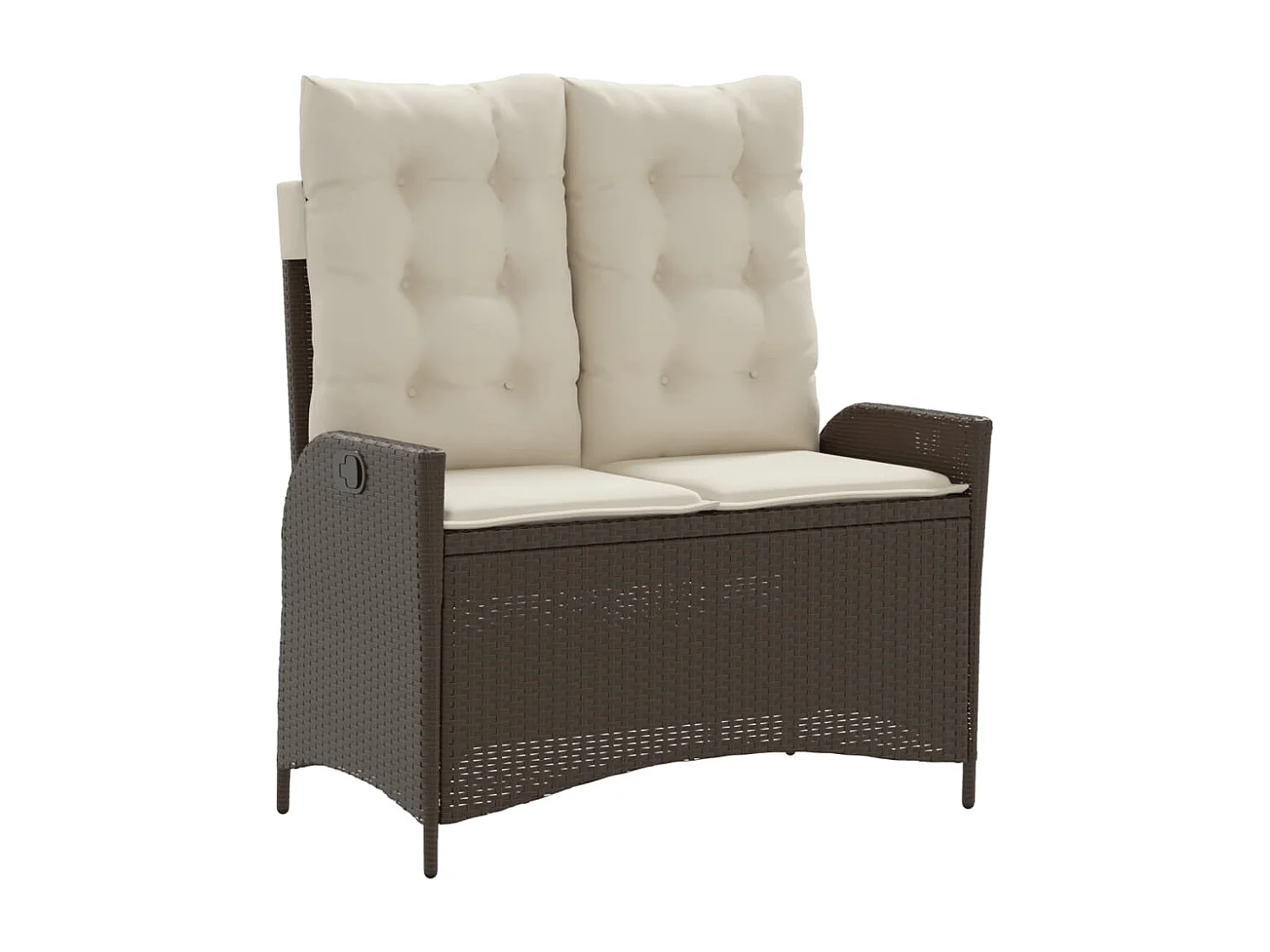 Banc inclinable de jardin avec coussins marron résine tressée