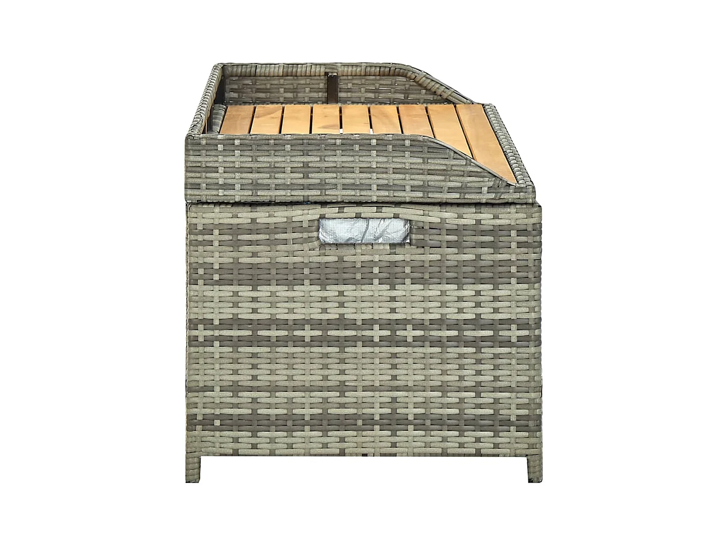 Banco de almacenamiento de jardín ratán sintético gris 120 cm