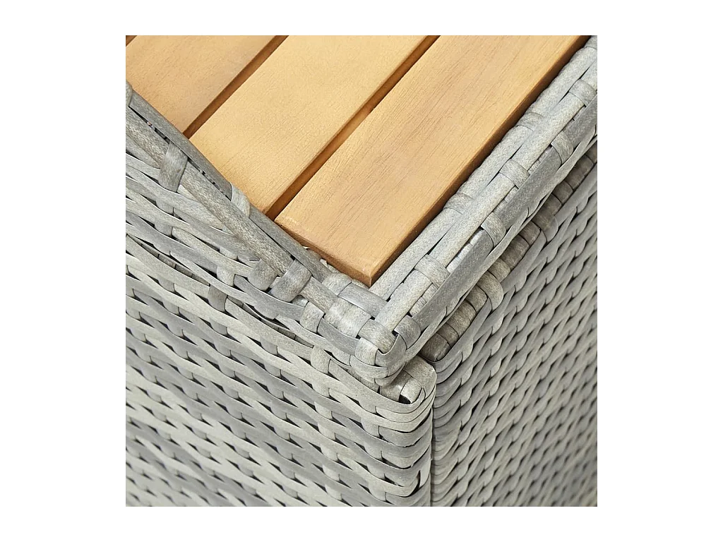 Banco de almacenamiento de jardín ratán sintético gris 120 cm