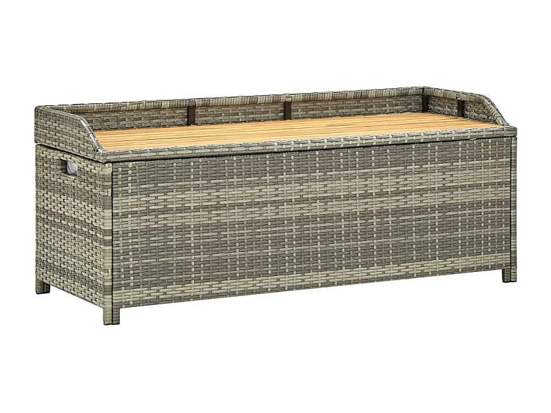 Banco de jardim com arrumação 120 cm vime PE cinzento