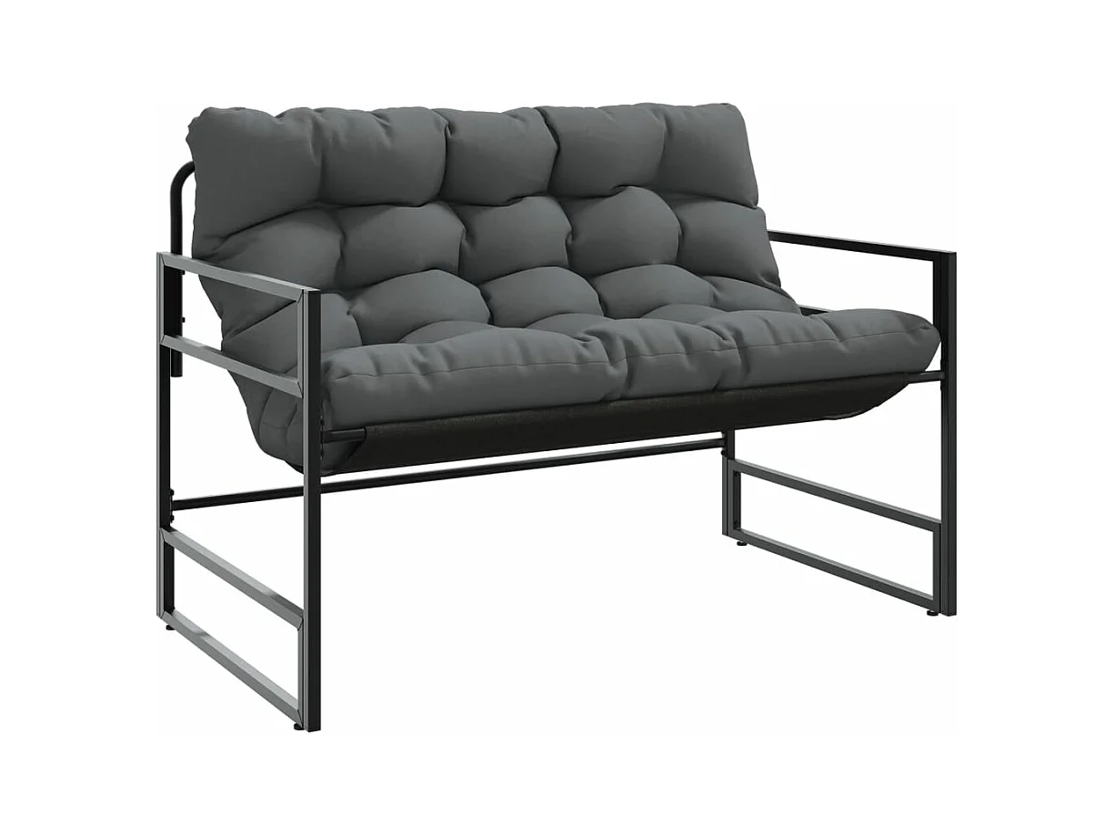 Banc de jardin avec coussin anthracite 113 cm acier
