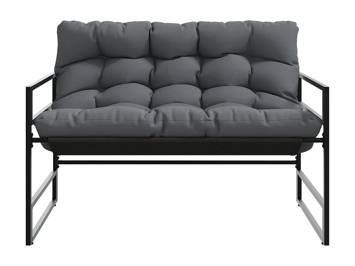 Banc de jardin avec coussin anthracite 113 cm acier