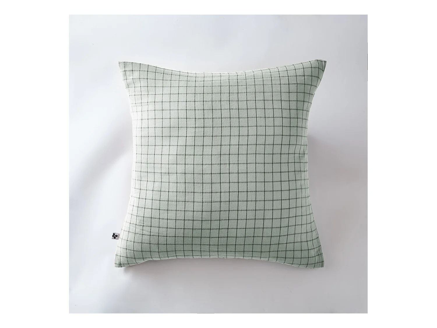 Taie d'oreiller à carreaux double gaze de coton eucalyptus 60x60 cm