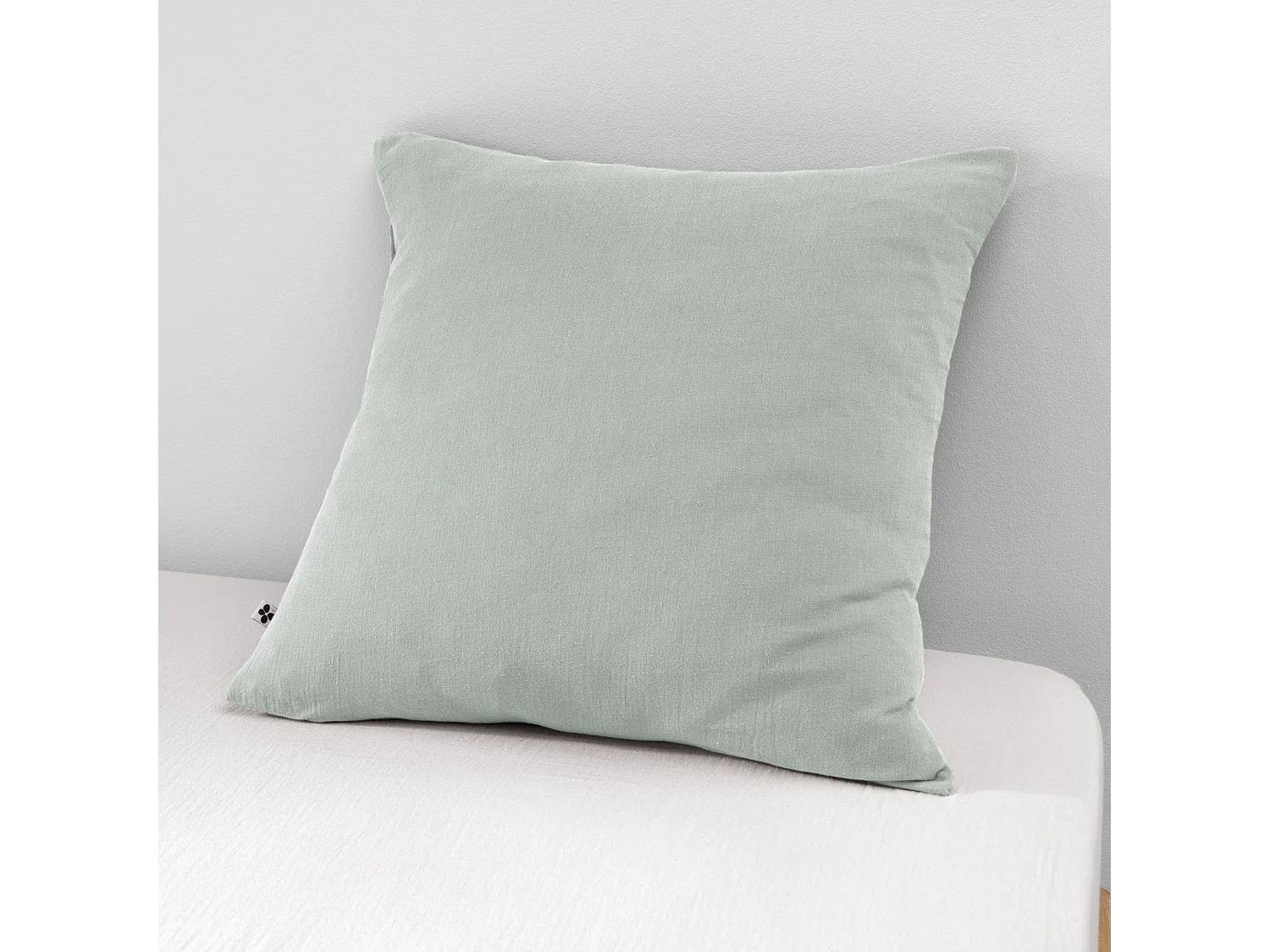 Taie d'oreiller double gaze de coton eucalyptus 60x60 cm