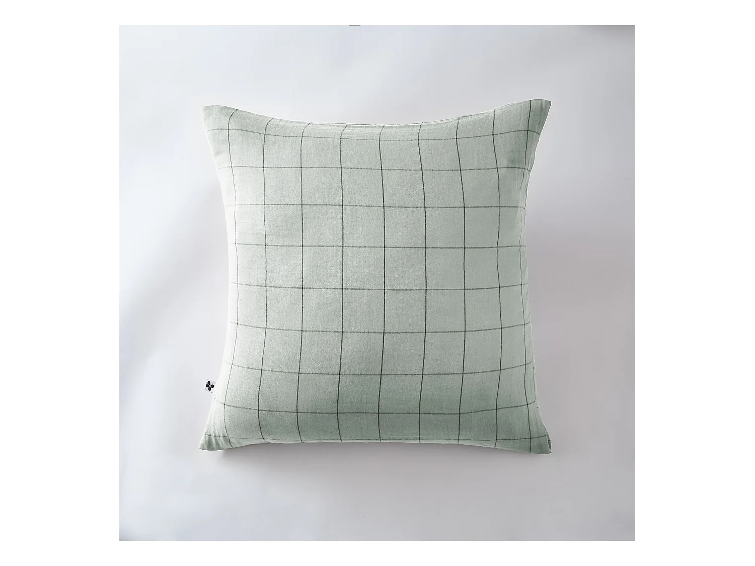 Taie d'oreiller 60x60 double gaze de coton grands carreaux eucalyptus Terre de Nuit