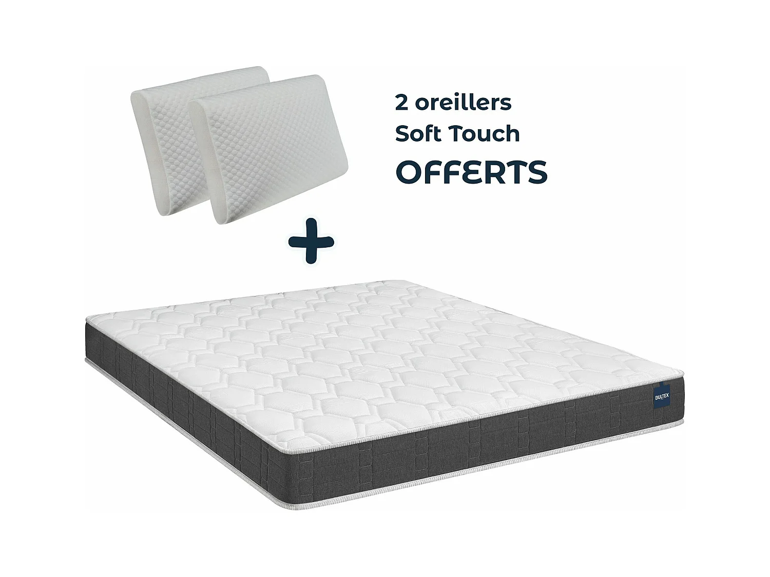 Pack Matelas King Size Bultex Regular 200x200 + 2 Oreillers Bultex Soft Touch Offerts