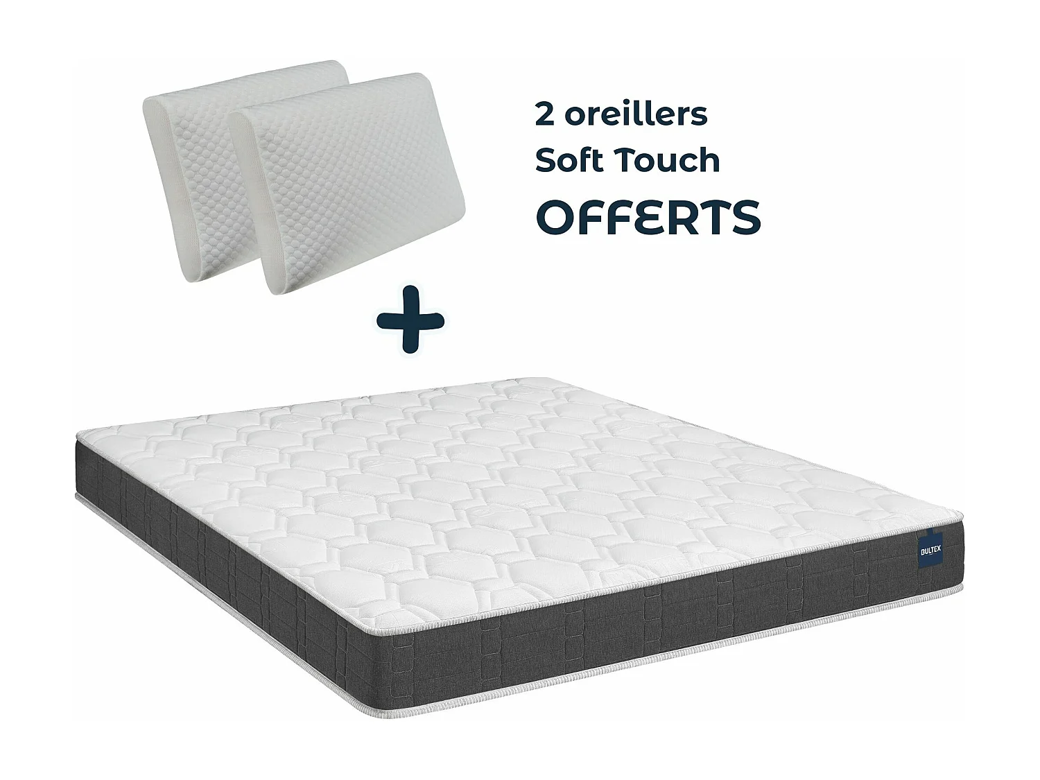 Pack Matelas King Size Bultex Regular 200x200 + 2 Oreillers Bultex Soft Touch Offerts