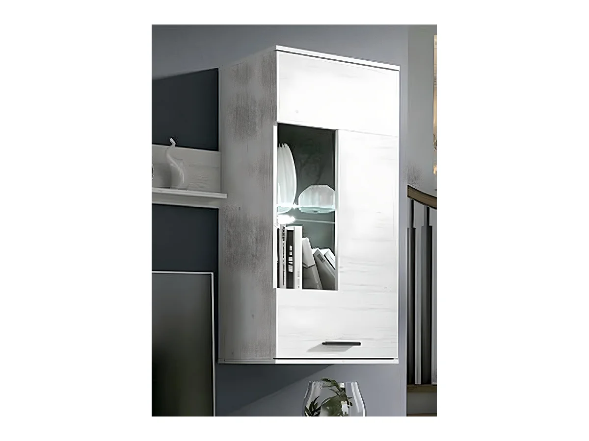 Ensemble de salon meuble TV + 1 étagère murale + vitrine + meuble haut coloris pin andersen