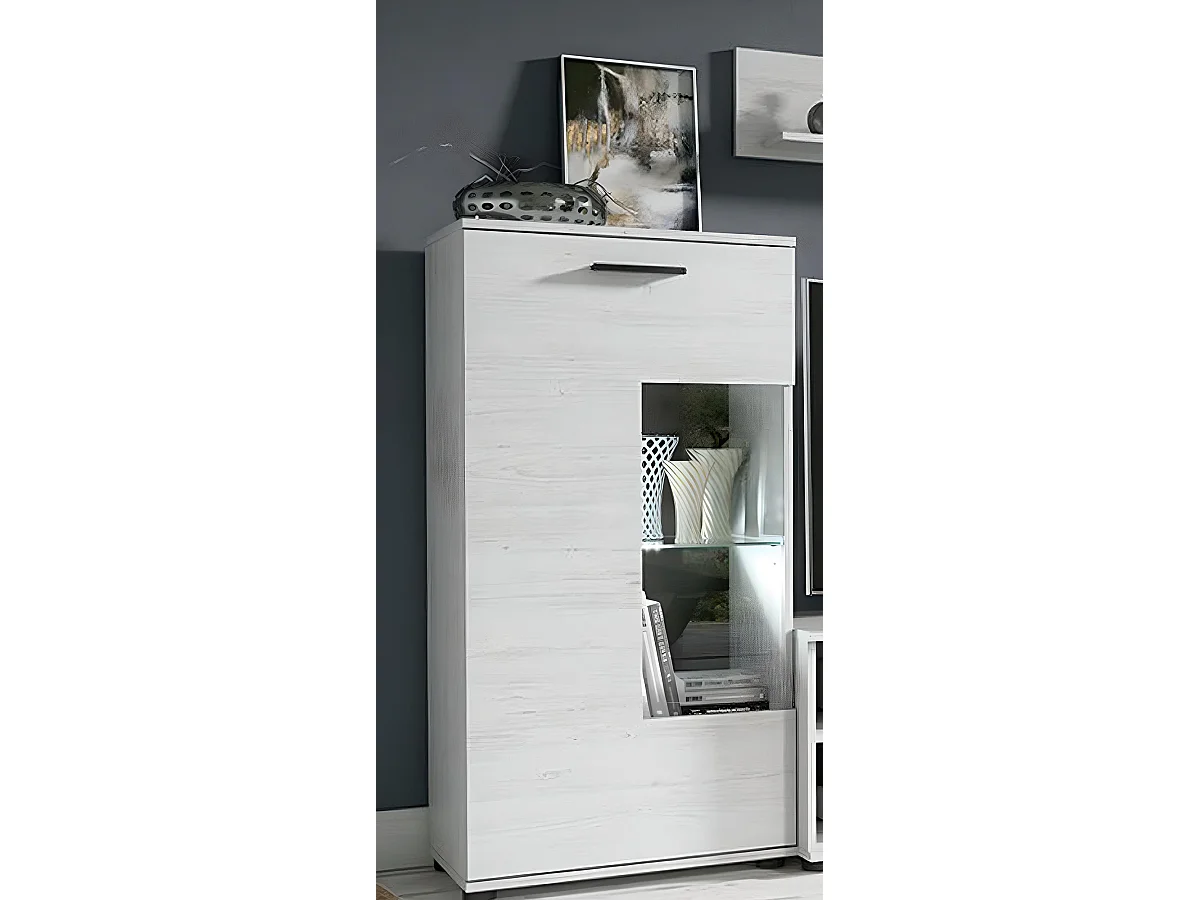 Ensemble de salon meuble TV + 1 étagère murale + vitrine + meuble haut coloris pin andersen