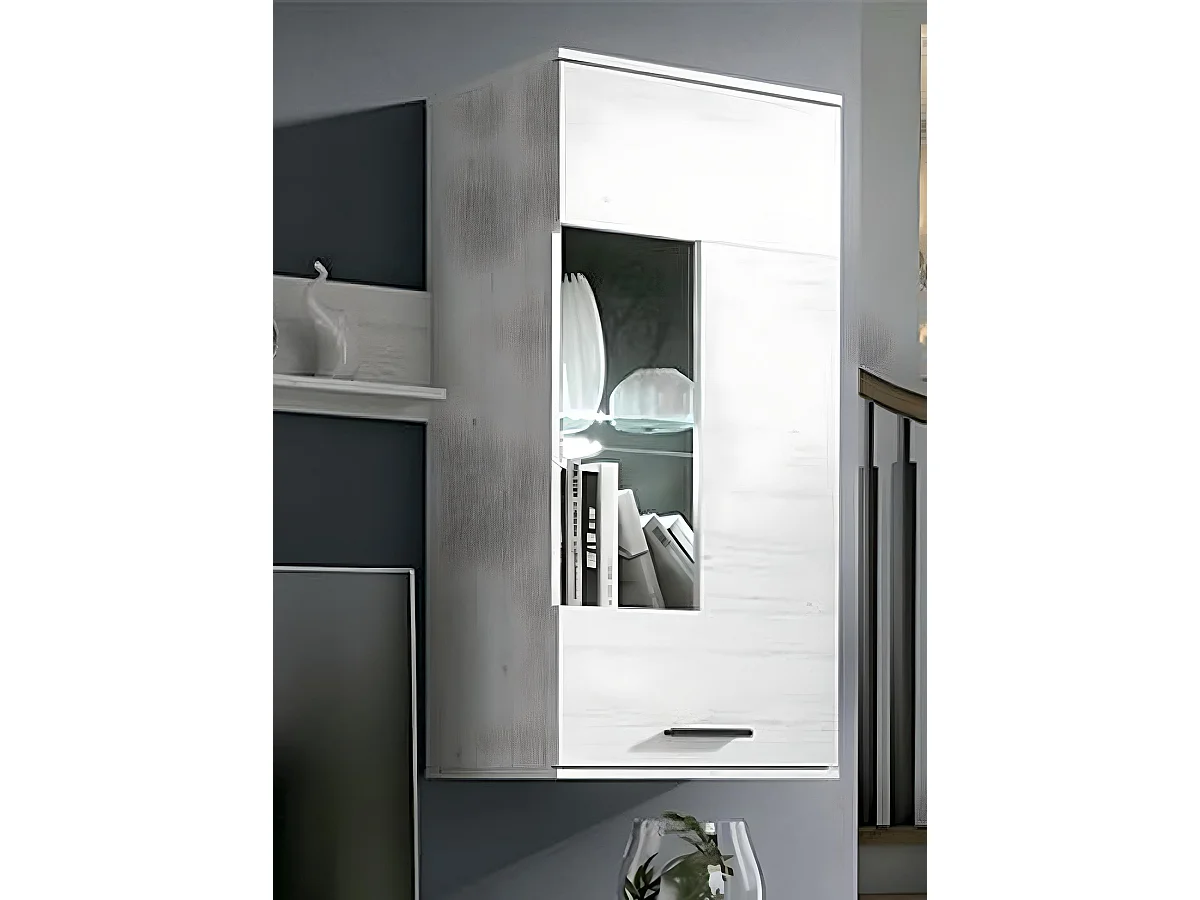 Ensemble de salon meuble TV + 1 étagère murale + vitrine + meuble haut coloris pin andersen