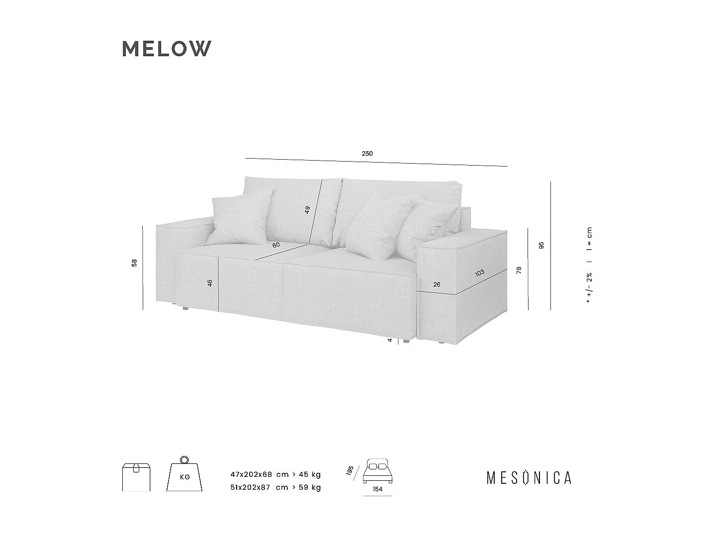 Canapé-lit de 3 places Melow blue marinrin