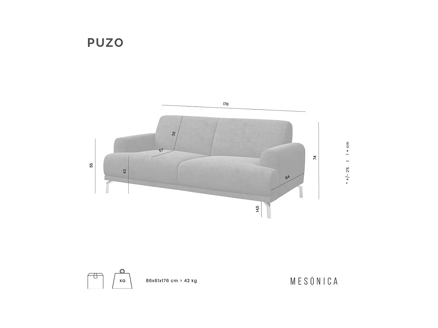 Canapé 2 places Puzo vert profond